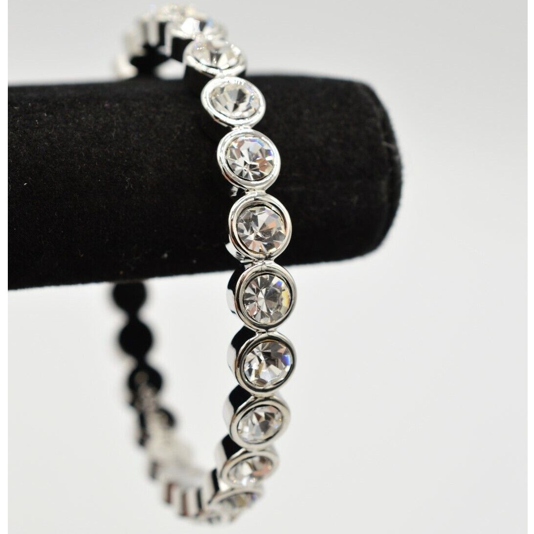 Graziano Crystal Bangle Bracelet Sparkling Rhinestone Round Chunky Signed Bino